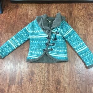 Free People Fair Isle Sherpa Hooded Toggle Sweater